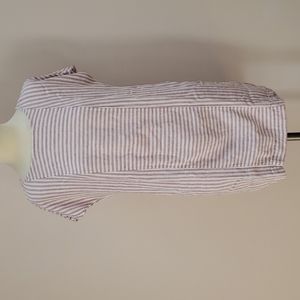Madewell Pink and White Striped Linen Blend Button-back Dress, Size Small